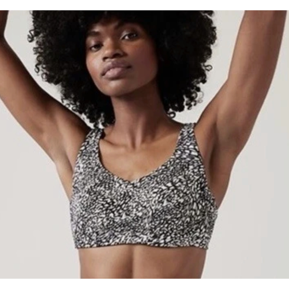 NEW ATHLETA BLACK WHITE BONDI BRA CUP BIKINI SWIMSUIT SWIM TOP SZ 34B/C